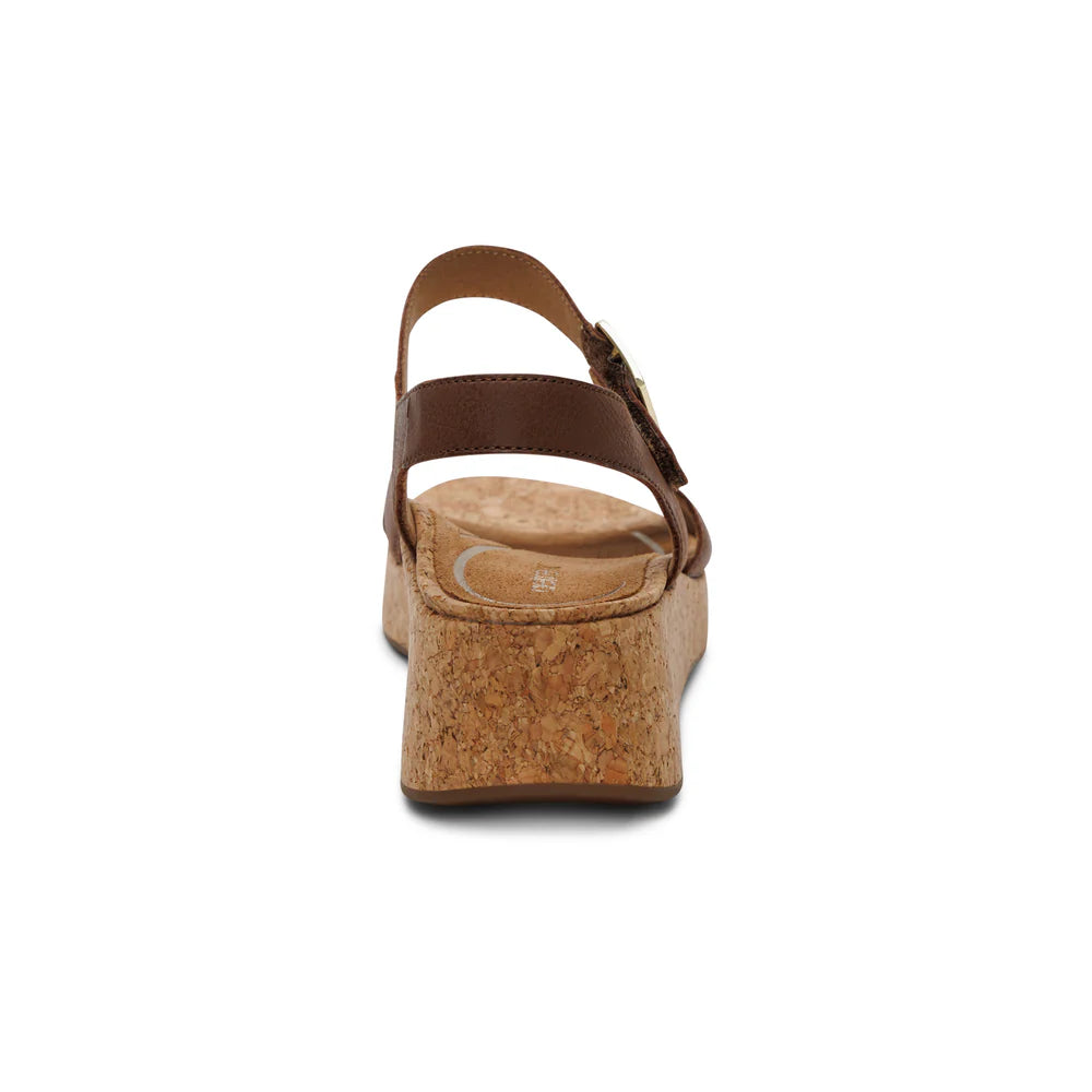 Flora Adjustable Quarter Strap Wedge in Brown