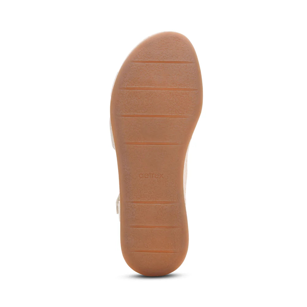 Flora Adjustable Quarter Strap Wedge in Champagne