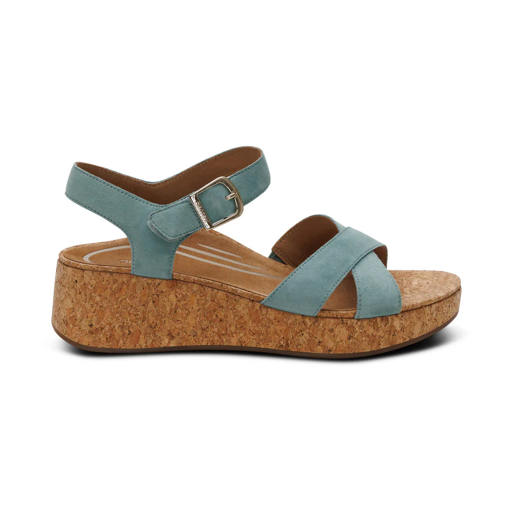 Flora Adjustable Quarter Strap Wedge in Sage