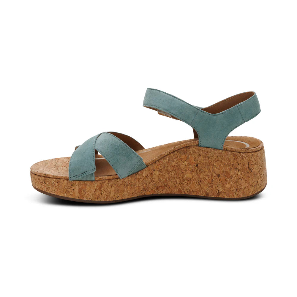 Flora Adjustable Quarter Strap Wedge in Sage