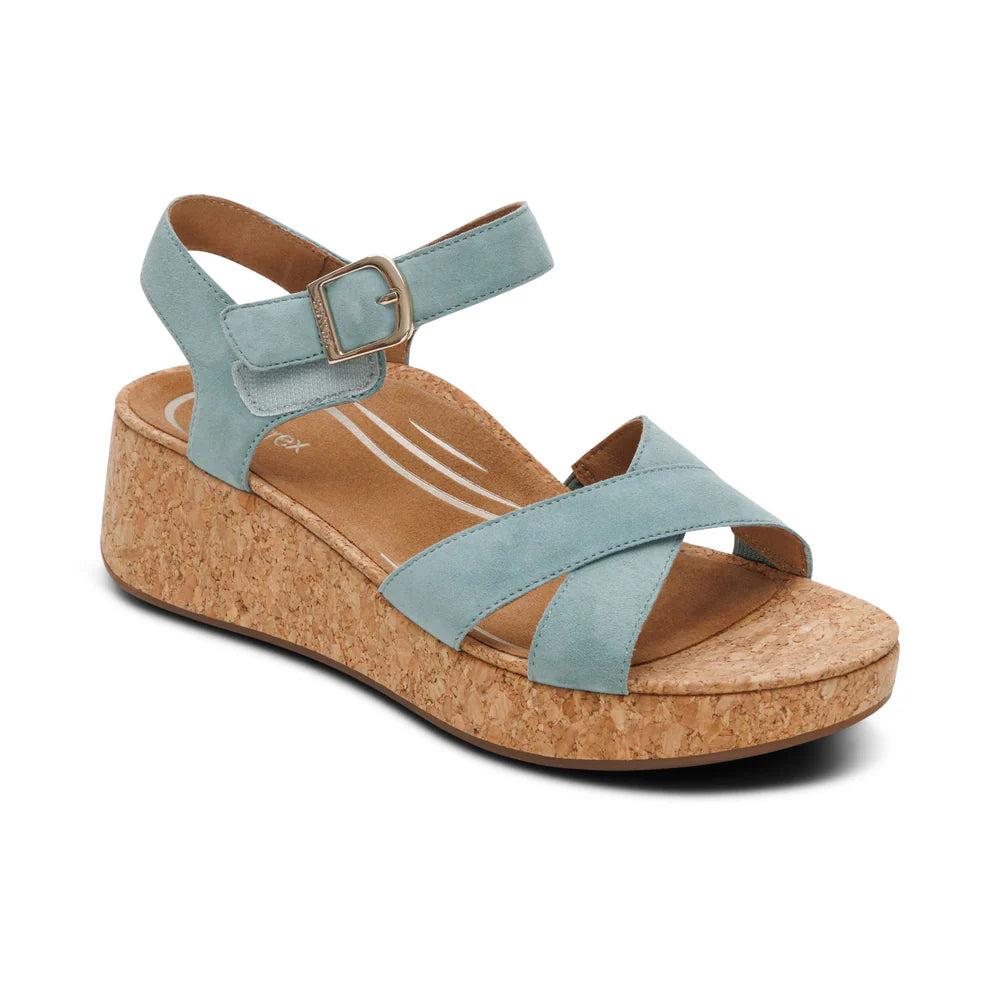 Flora Adjustable Quarter Strap Wedge in Sage