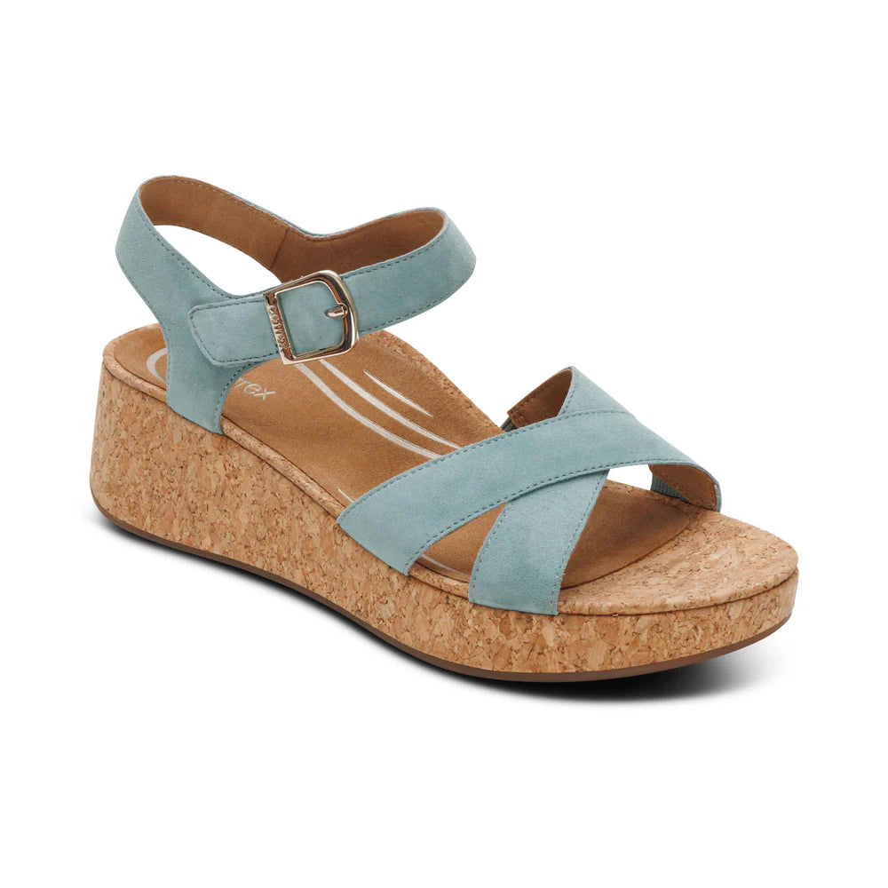 Flora Adjustable Quarter Strap Wedge in Sage