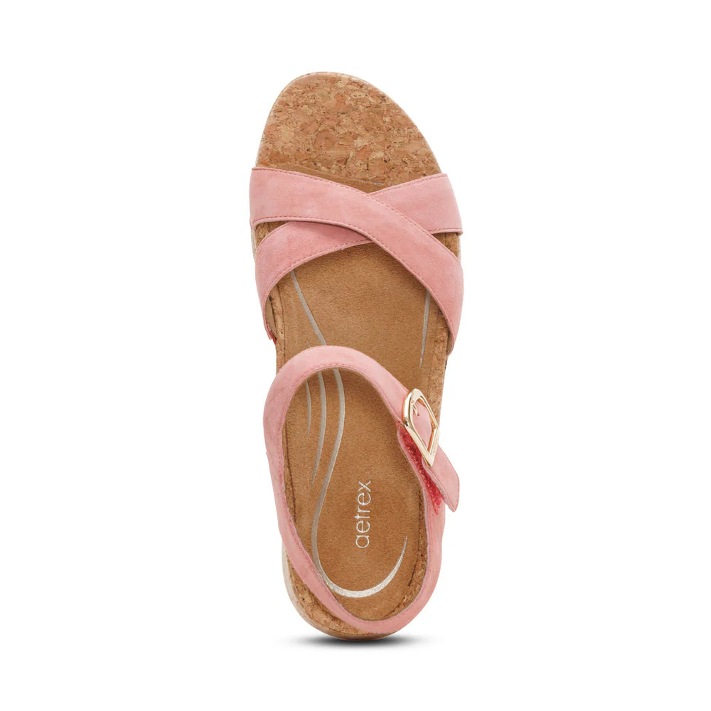 Flora Adjustable Quarter Strap Wedge in Antique Rose