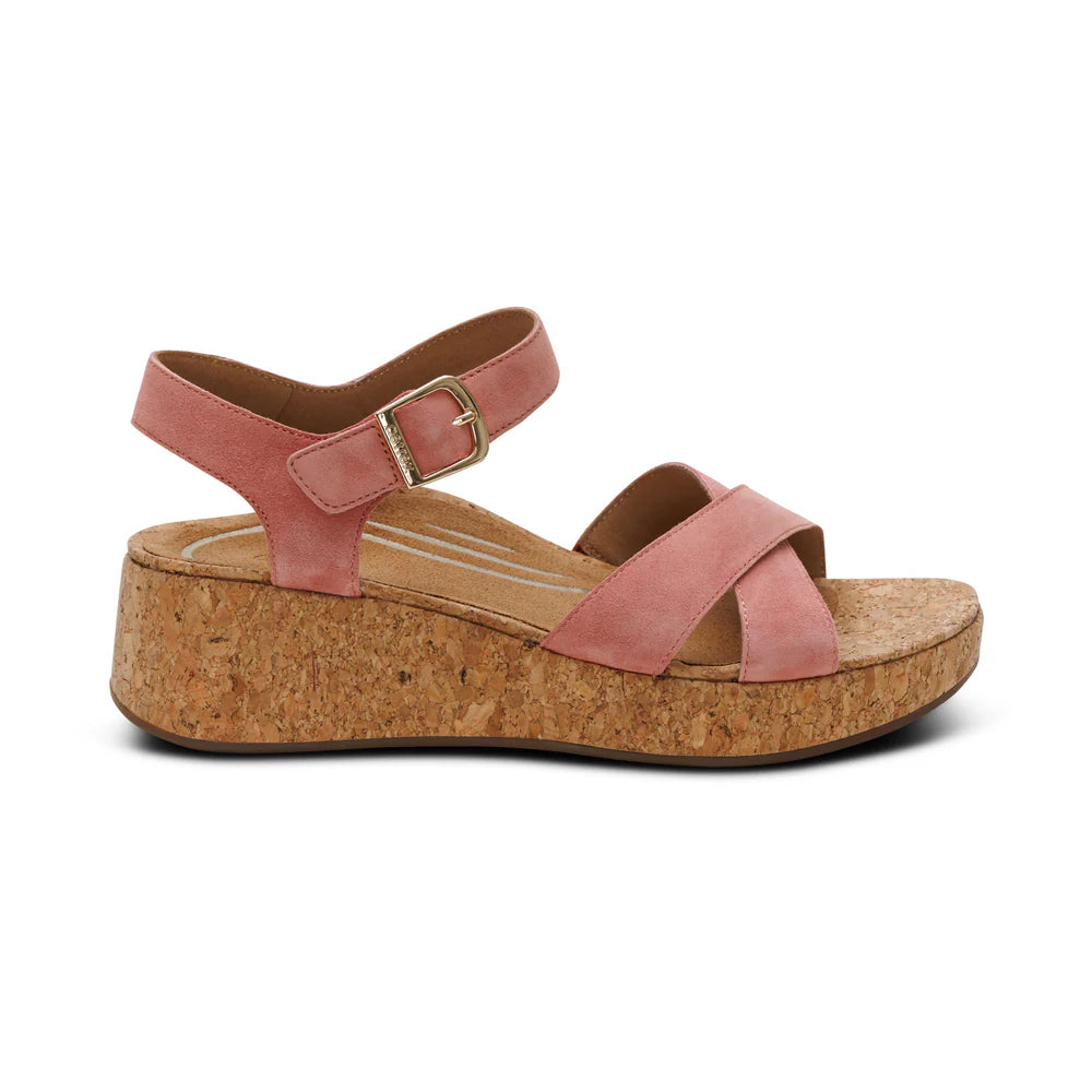 Flora Adjustable Quarter Strap Wedge in Antique Rose