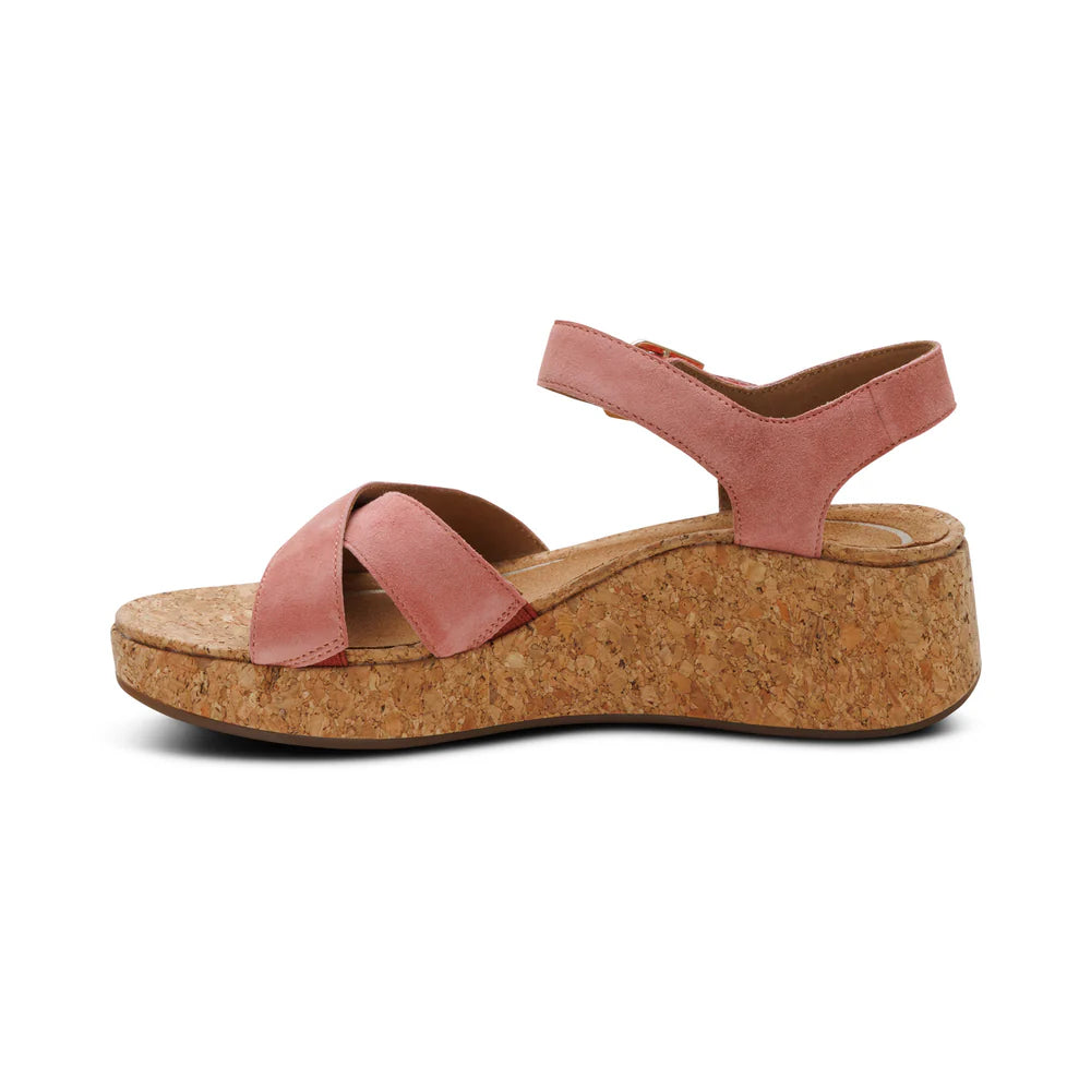 Flora Adjustable Quarter Strap Wedge in Antique Rose