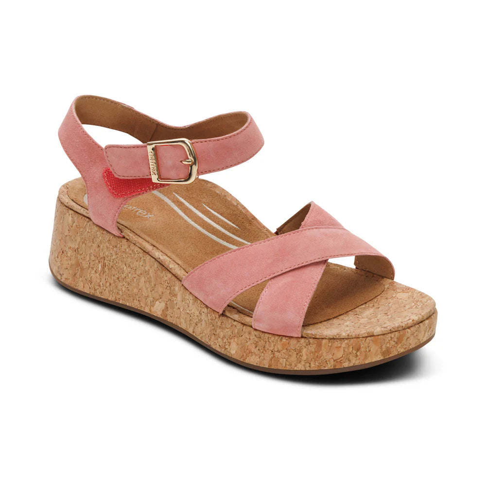 Flora Adjustable Quarter Strap Wedge in Antique Rose