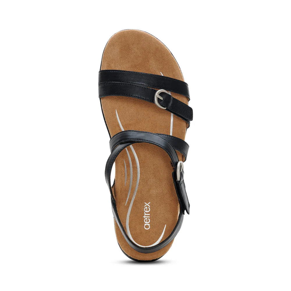 Hadley Adjustable Quarter Strap Sandal in Black