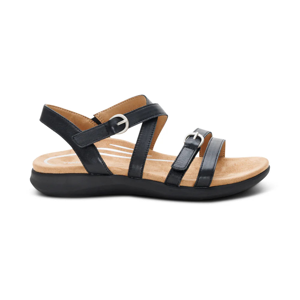 Hadley Adjustable Quarter Strap Sandal in Black