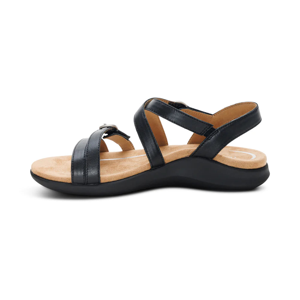 Hadley Adjustable Quarter Strap Sandal in Black