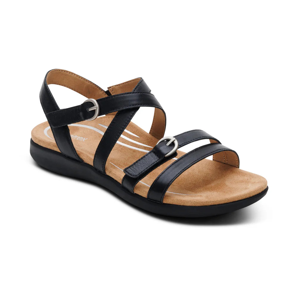 Hadley Adjustable Quarter Strap Sandal in Black