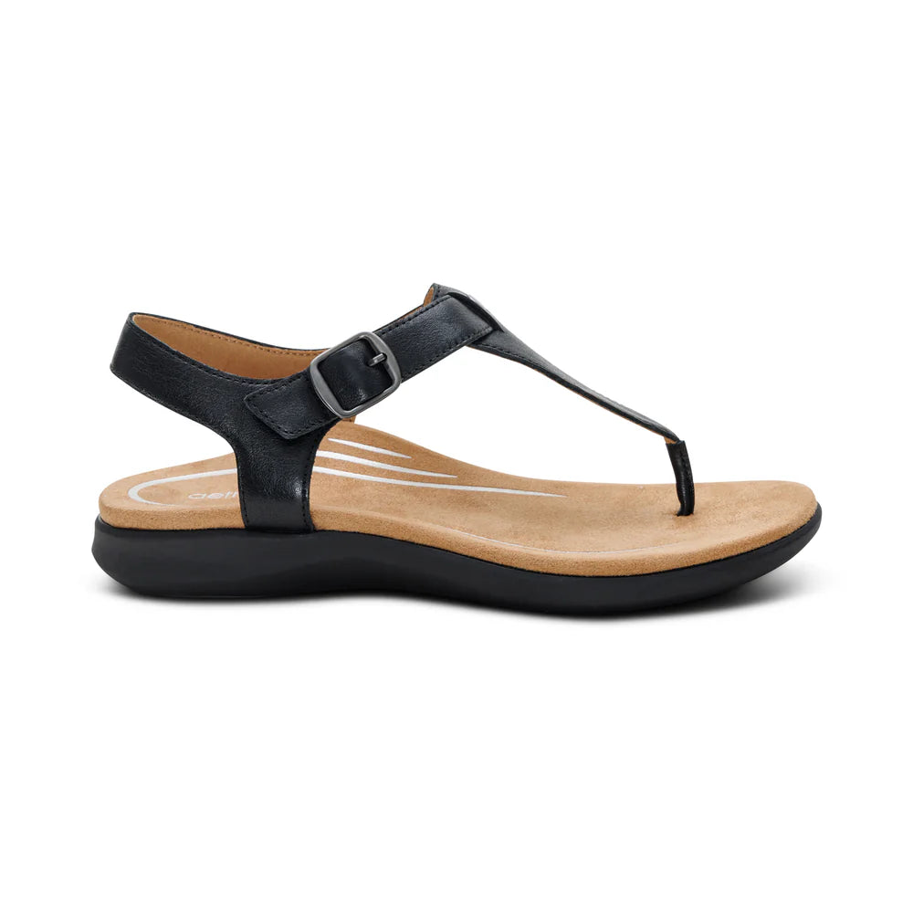 Tracey Adjustable Toe Post Sandal in Black