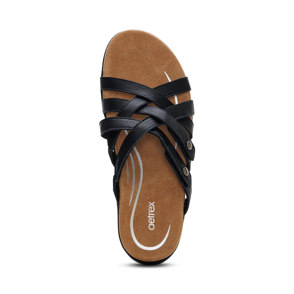 Kasey Strappy Adjustable Slide Sandal in Black