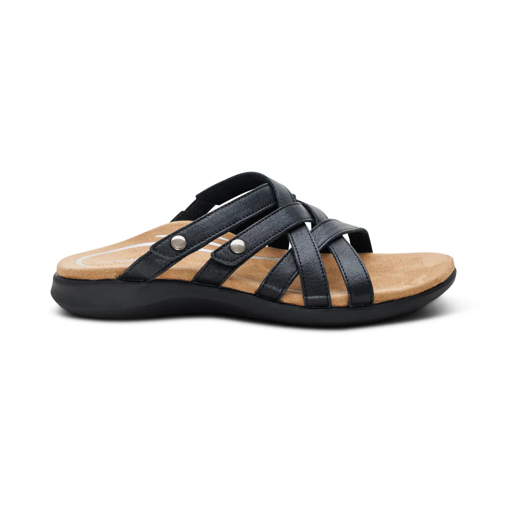 Kasey Strappy Adjustable Slide Sandal in Black