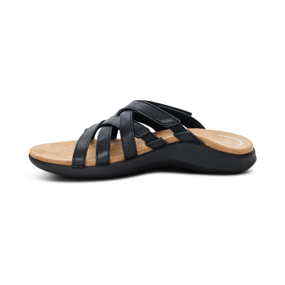 Kasey Strappy Adjustable Slide Sandal in Black