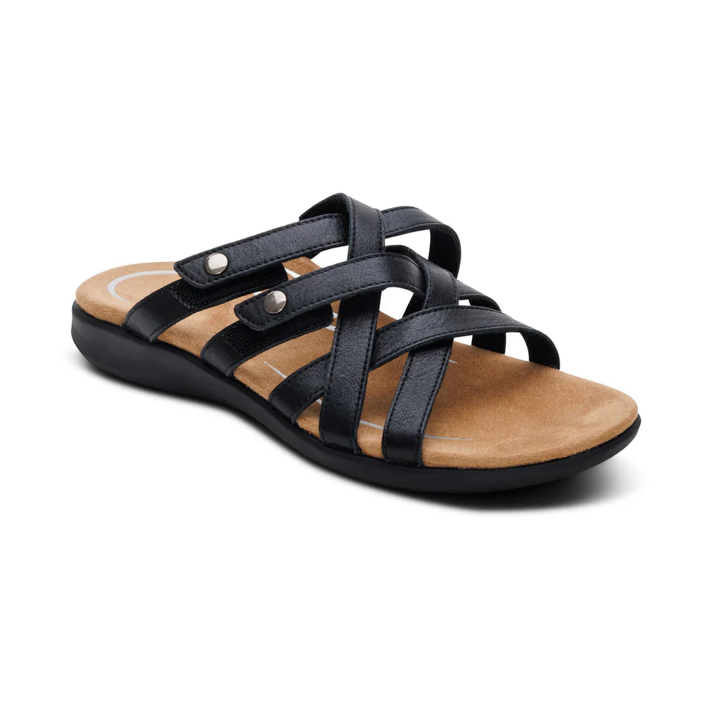 Kasey Strappy Adjustable Slide Sandal in Black