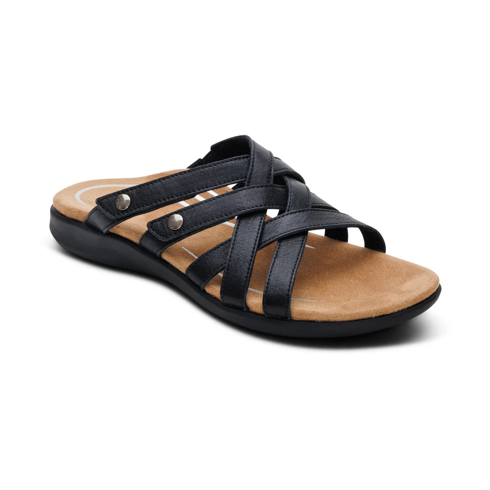 Kasey Strappy Adjustable Slide Sandal in Black