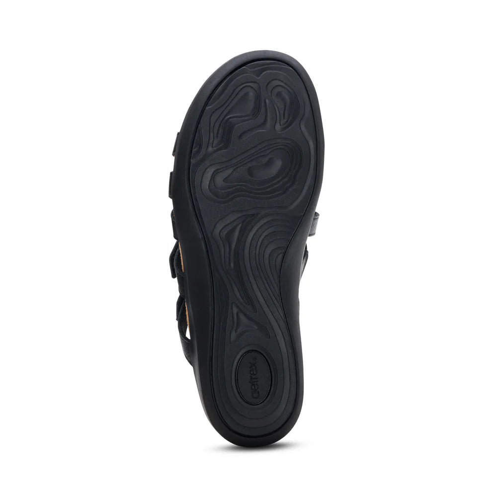 Kasey Strappy Adjustable Slide Sandal in Black