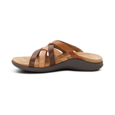 Kasey Strappy Adjustable Slide Sandal in Tan Multi