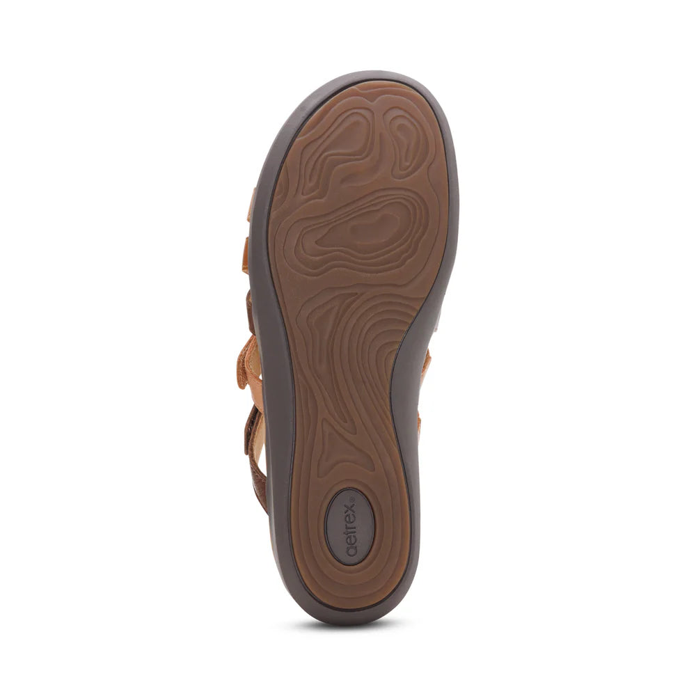 Kasey Strappy Adjustable Slide Sandal in Tan Multi