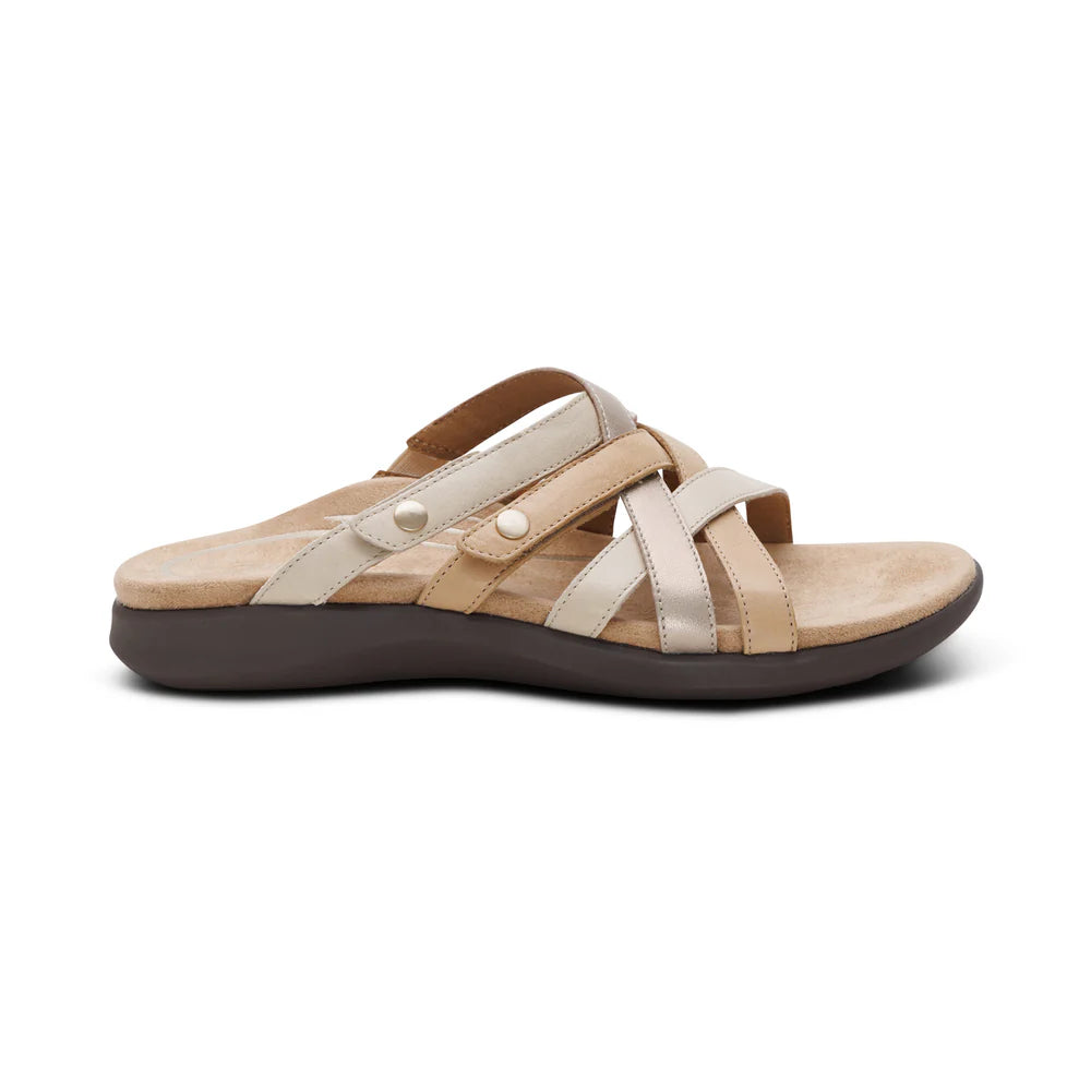 Kasey Strappy Adjustable Slide Sandal in Off White