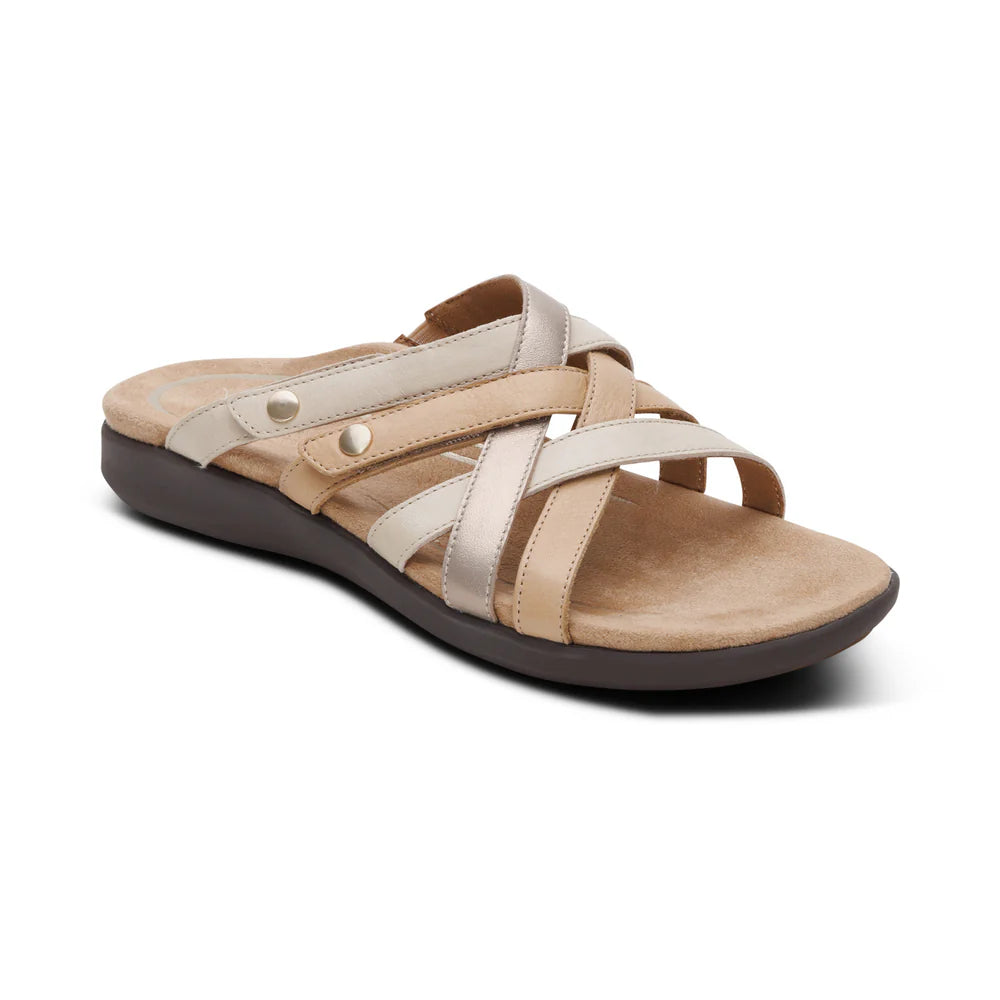Kasey Strappy Adjustable Slide Sandal in Off White