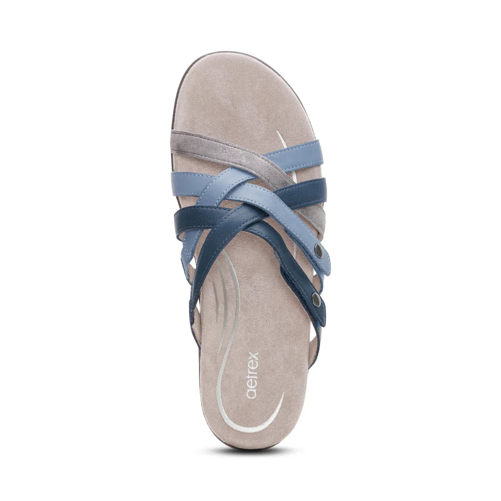 Kasey Strappy Adjustable Slide Sandal in Blue Multi