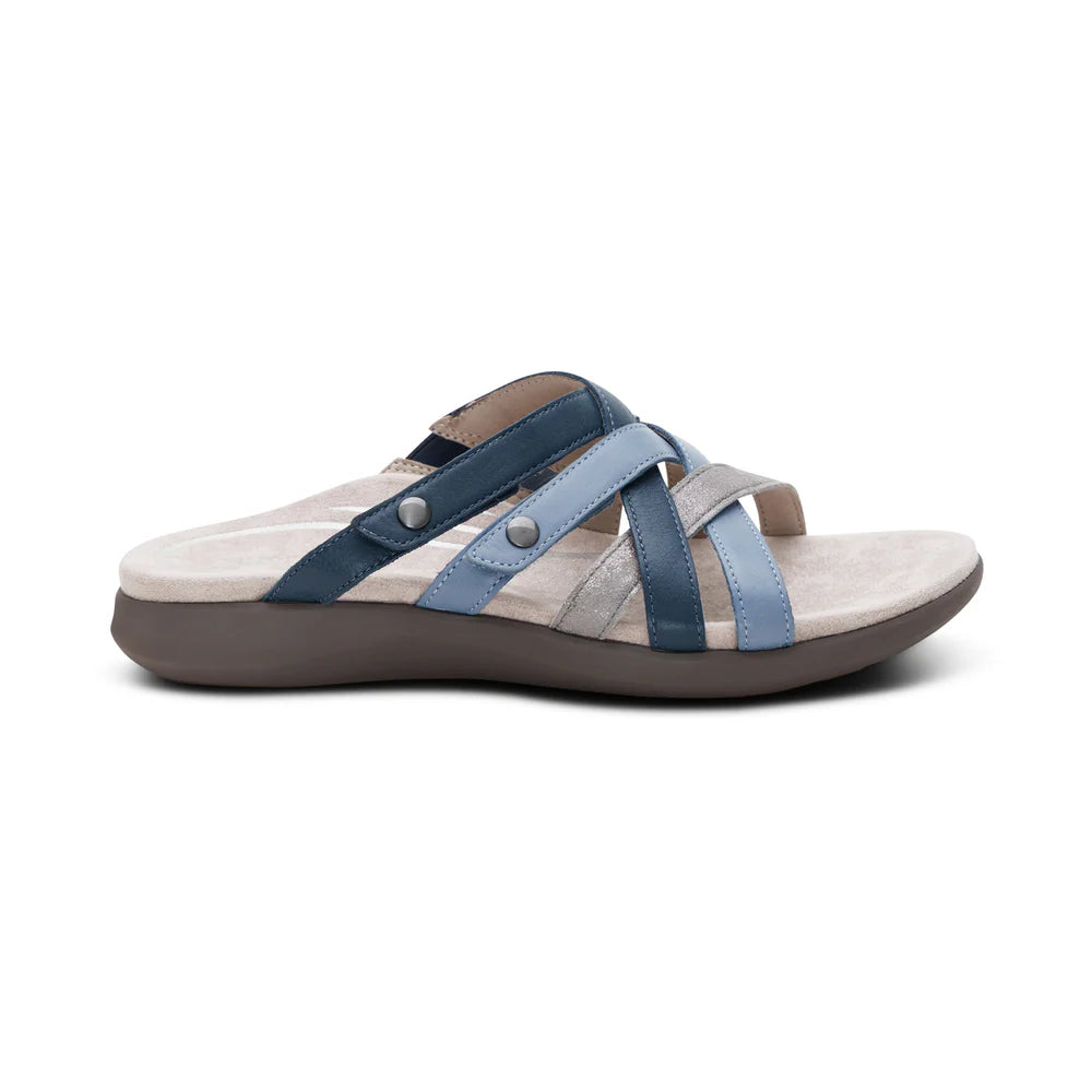 Kasey Strappy Adjustable Slide Sandal in Blue Multi