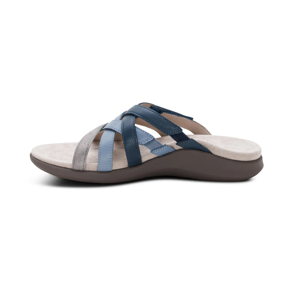 Kasey Strappy Adjustable Slide Sandal in Blue Multi