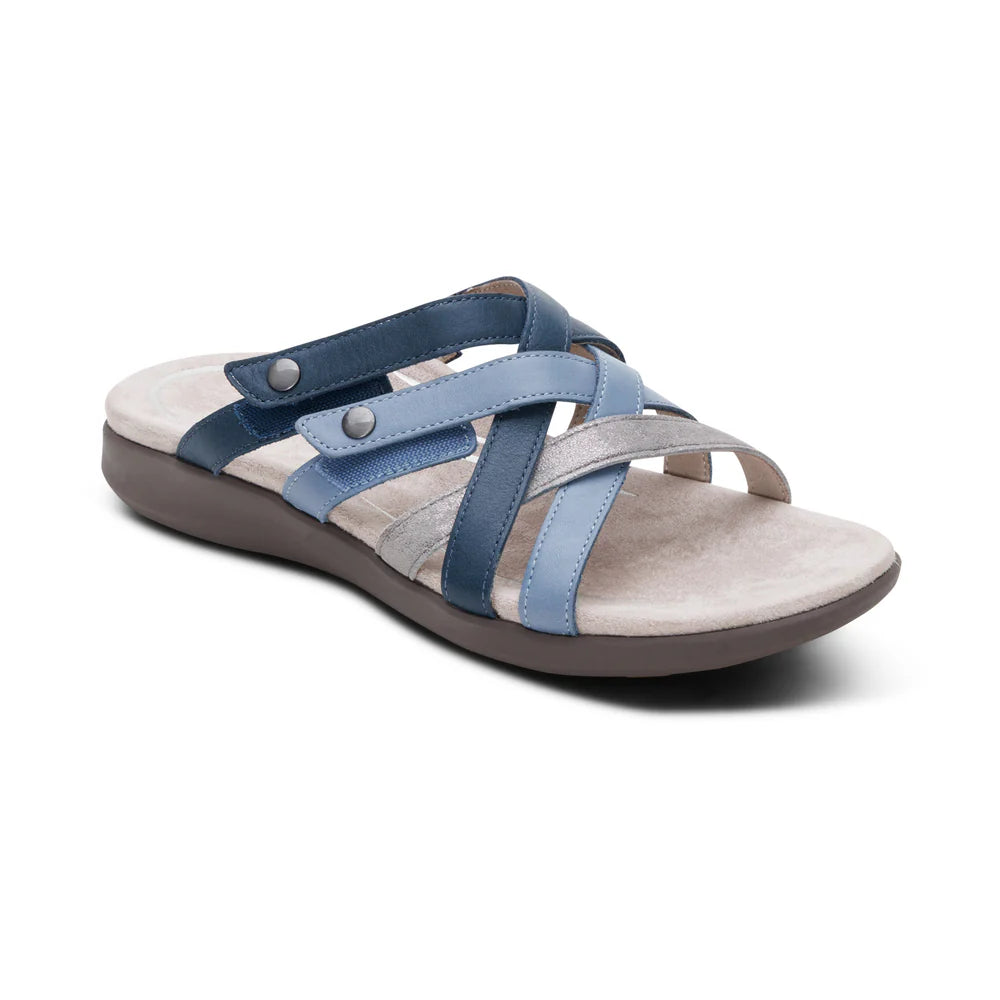 Kasey Strappy Adjustable Slide Sandal in Blue Multi