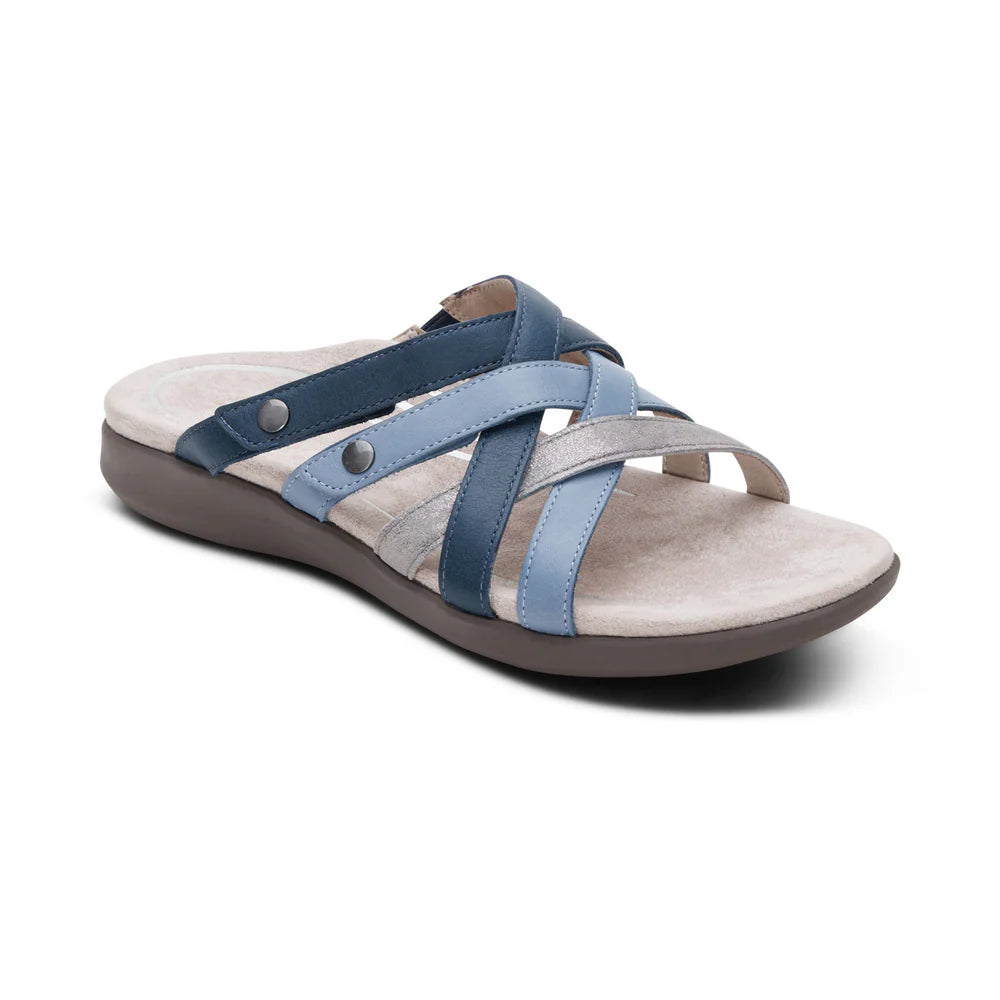 Kasey Strappy Adjustable Slide Sandal in Blue Multi
