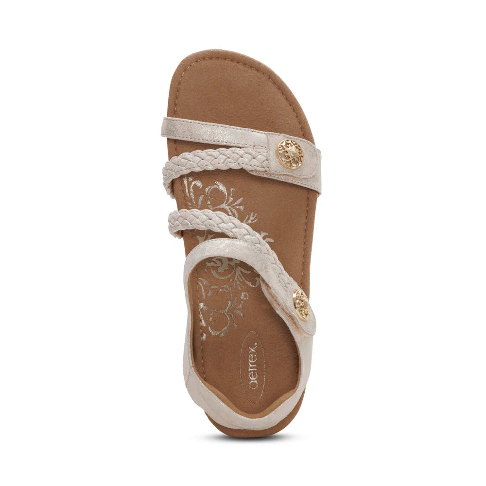 Jillian Braided Quarter Strap Sandal in Champagne