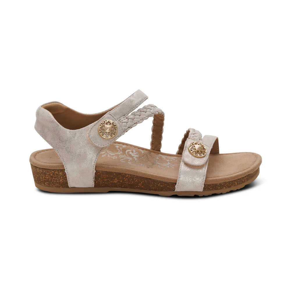 Jillian Braided Quarter Strap Sandal in Champagne