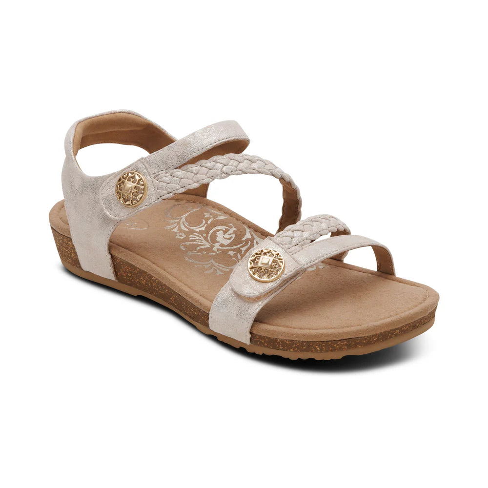 Jillian Braided Quarter Strap Sandal in Champagne
