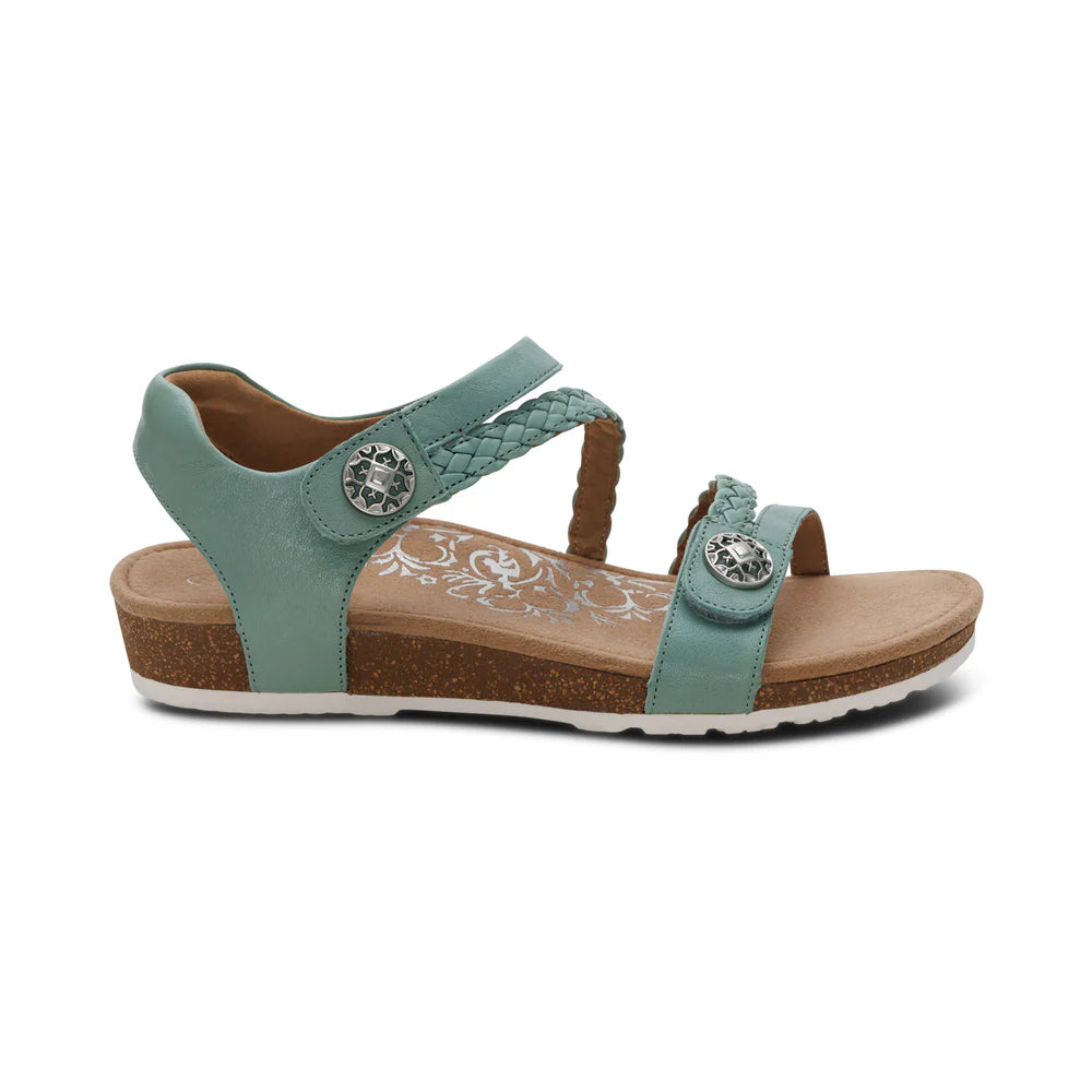 Jillian Braided Quarter Strap Sandal in Sage