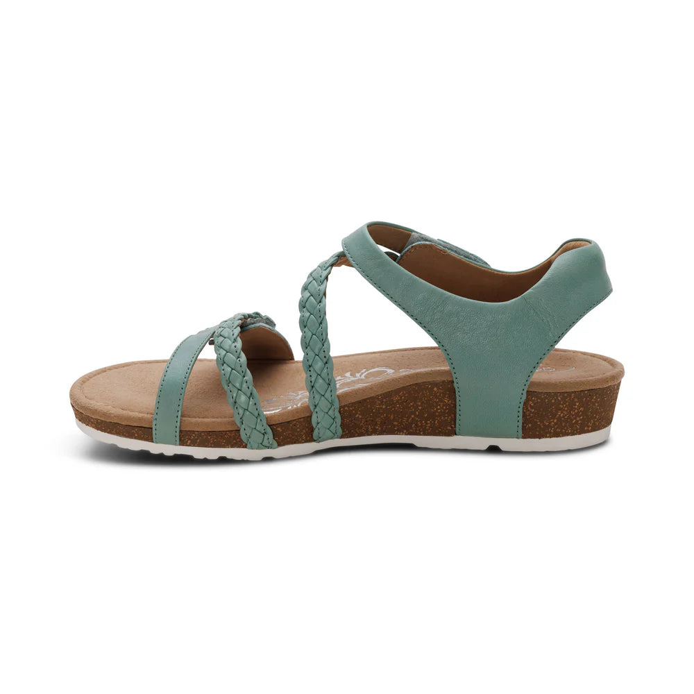 Jillian Braided Quarter Strap Sandal in Sage