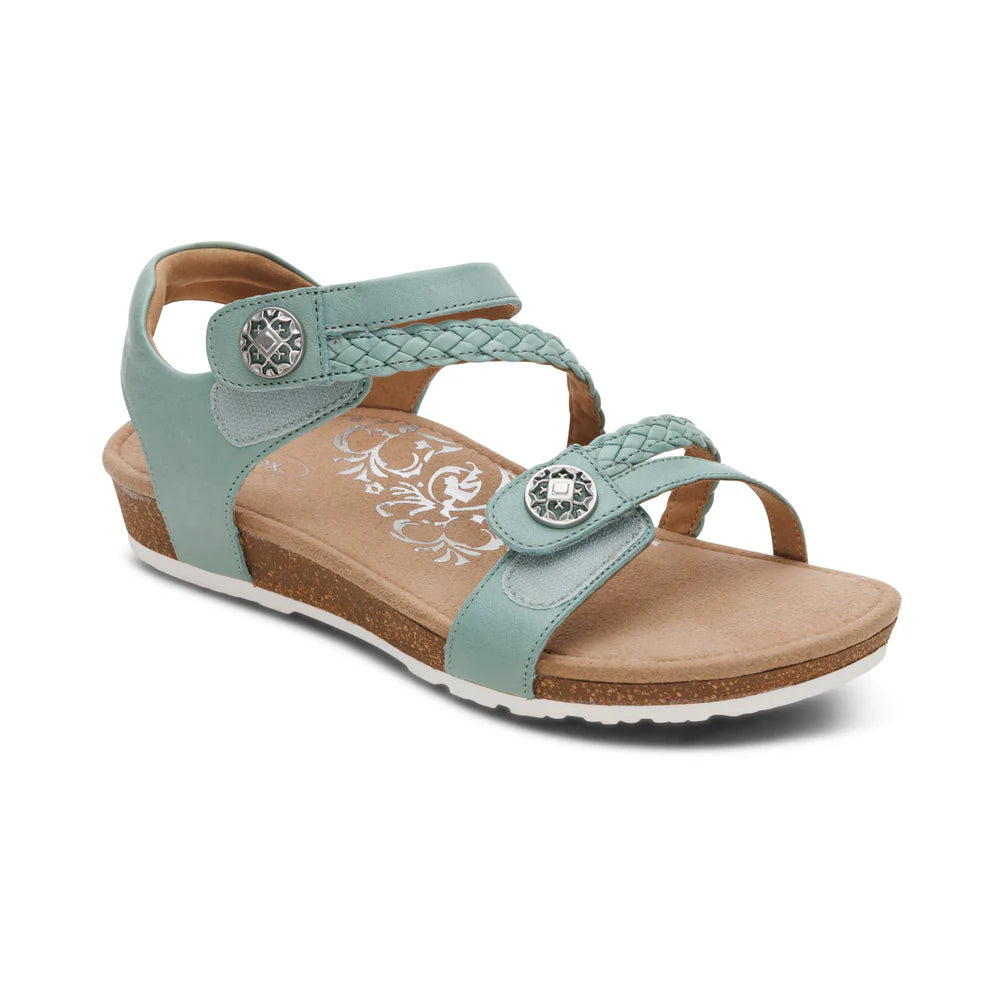 Jillian Braided Quarter Strap Sandal in Sage
