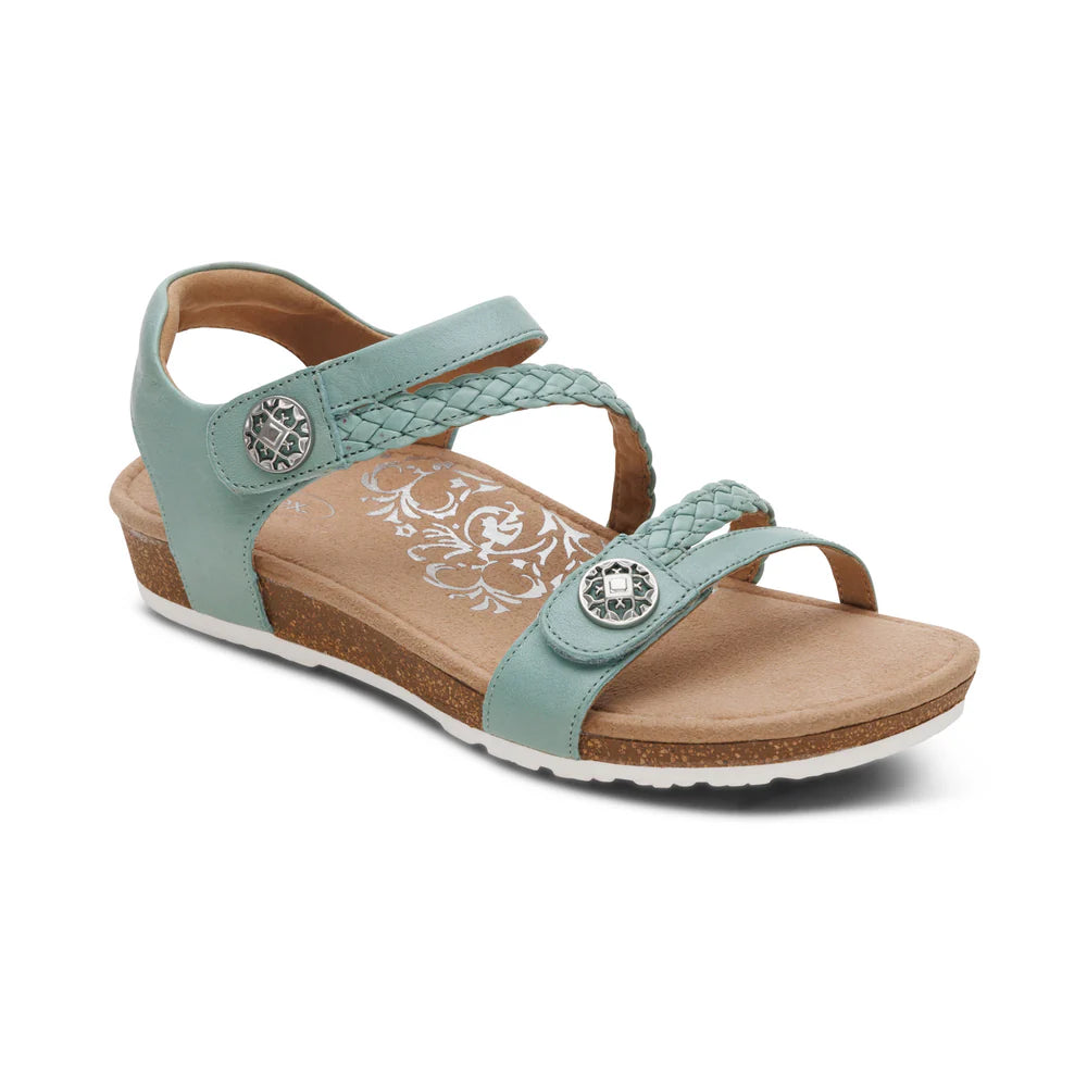 Jillian Braided Quarter Strap Sandal in Sage