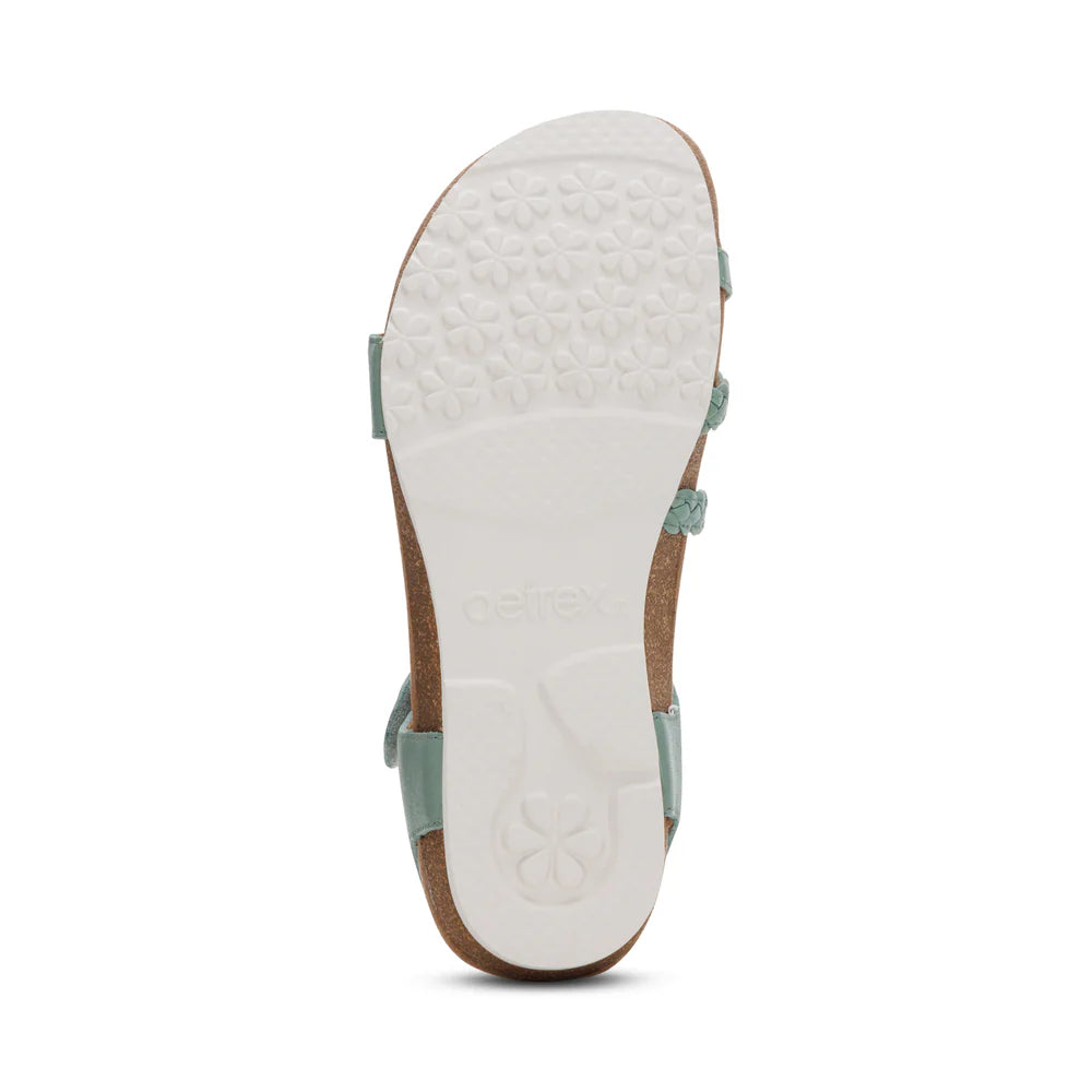 Jillian Braided Quarter Strap Sandal in Sage