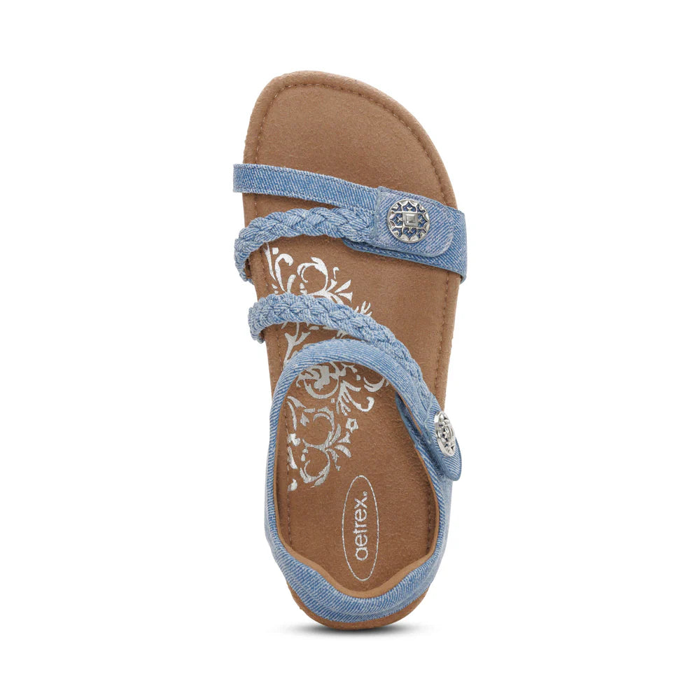 Jillian Braided Quarter Strap Sandal in Denim