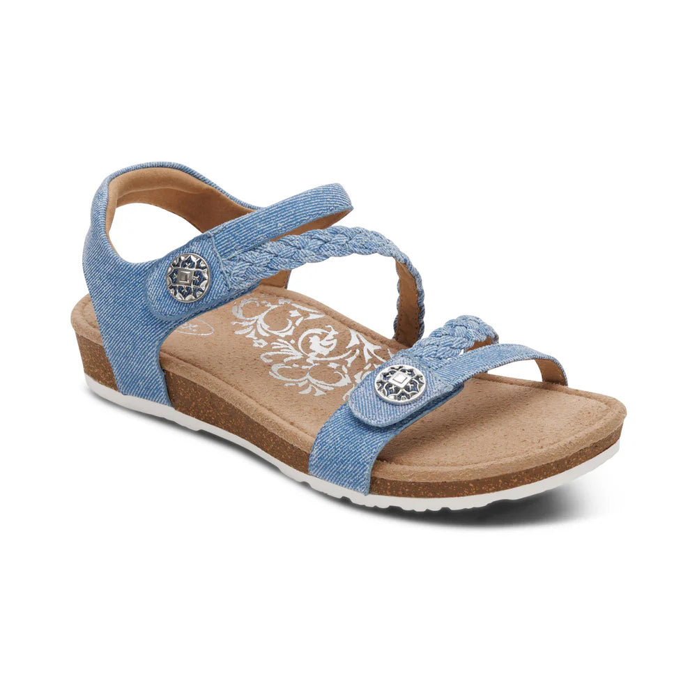 Jillian Braided Quarter Strap Sandal in Denim