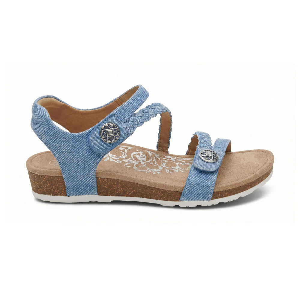 Jillian Braided Quarter Strap Sandal in Denim