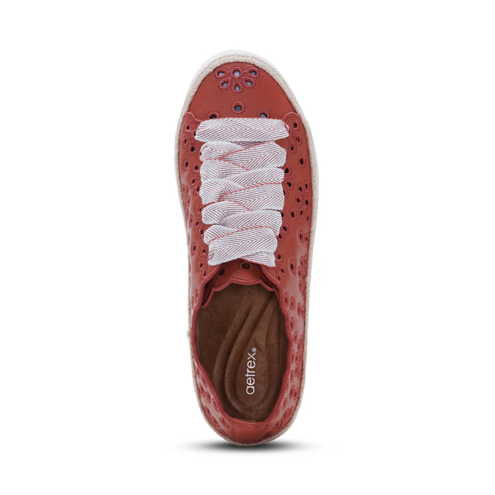 Charlotte Lace up Floral Sneaker in Terracotta