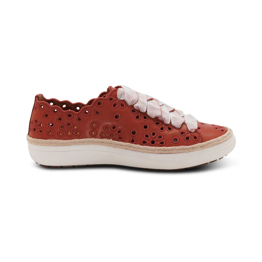 Charlotte Lace up Floral Sneaker in Terracotta