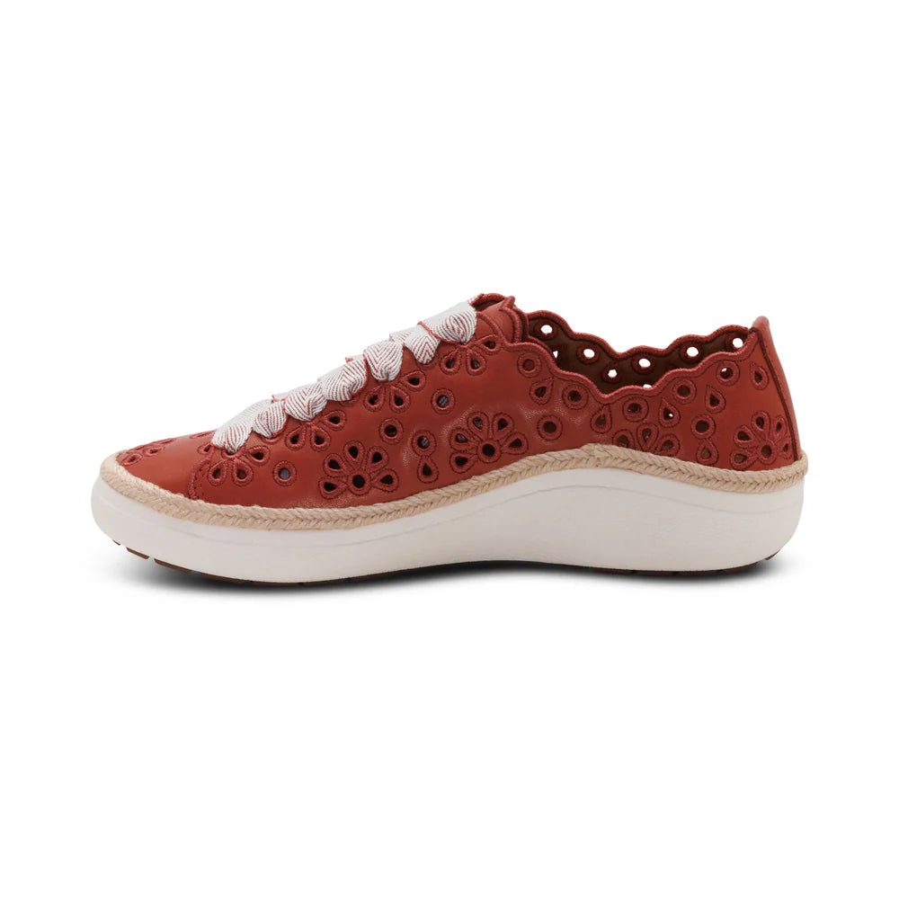 Charlotte Lace up Floral Sneaker in Terracotta