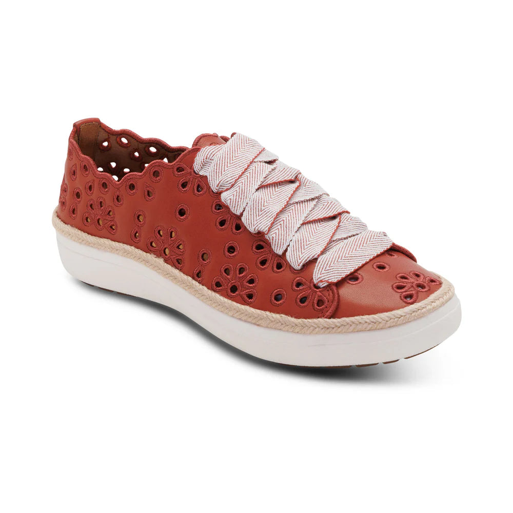 Charlotte Lace up Floral Sneaker in Terracotta