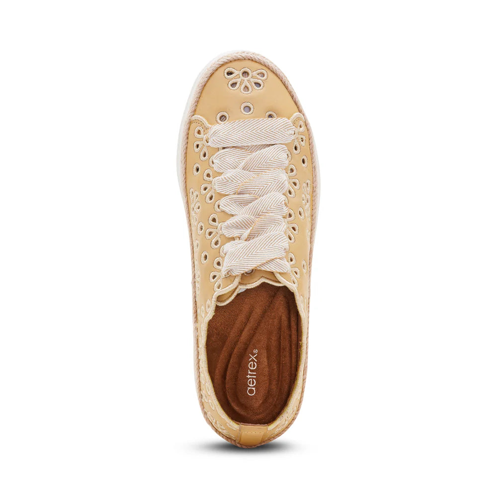 Charlotte Lace up Floral Sneaker in Butter