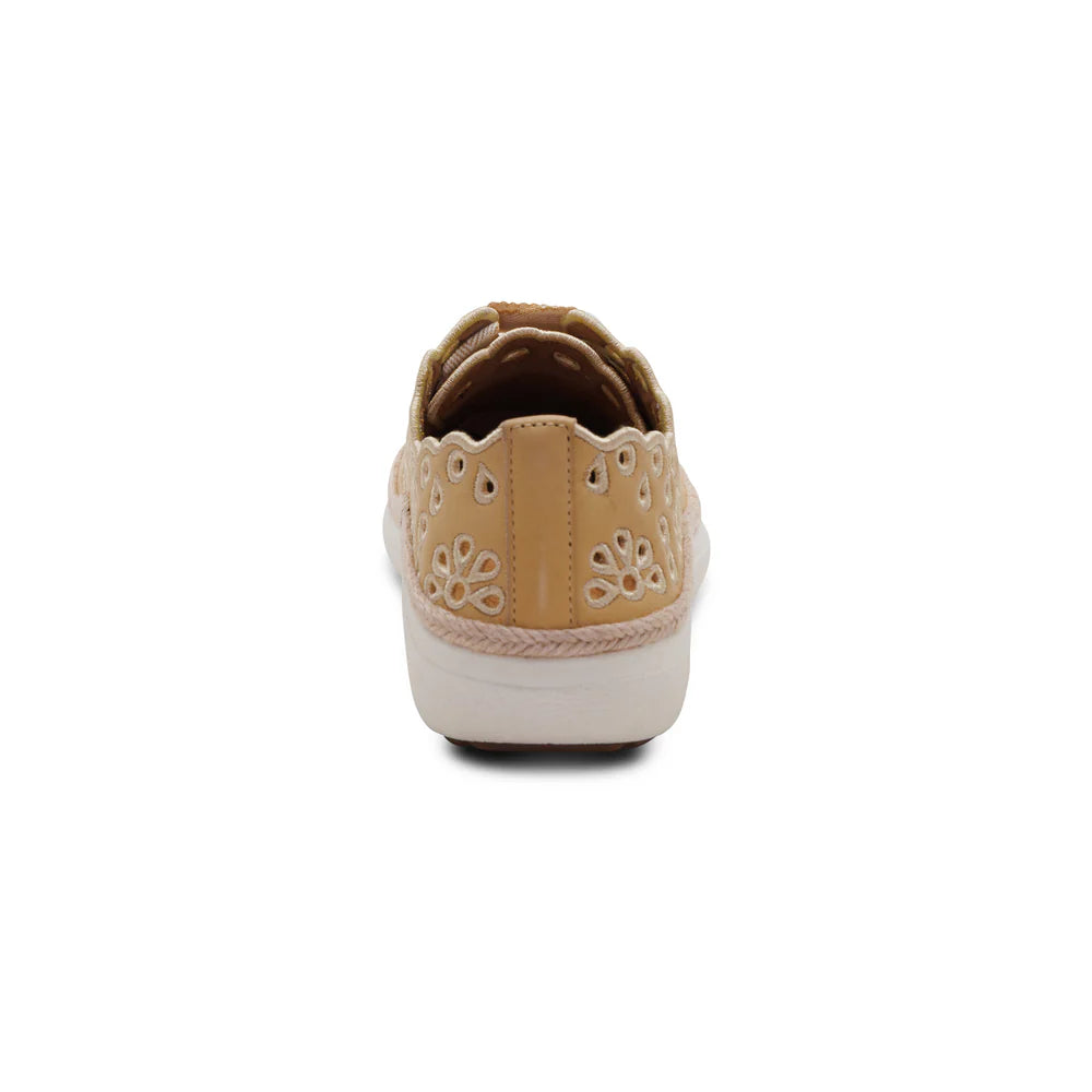 Charlotte Lace up Floral Sneaker in Butter