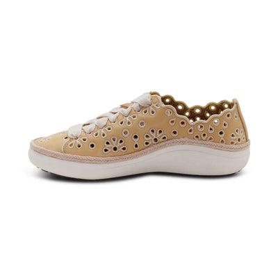 Charlotte Lace up Floral Sneaker in Butter