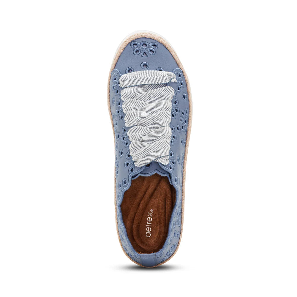Charlotte Lace up Floral Sneaker in Hazy Blue