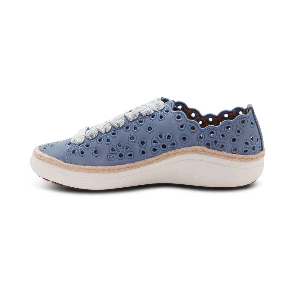 Charlotte Lace up Floral Sneaker in Hazy Blue
